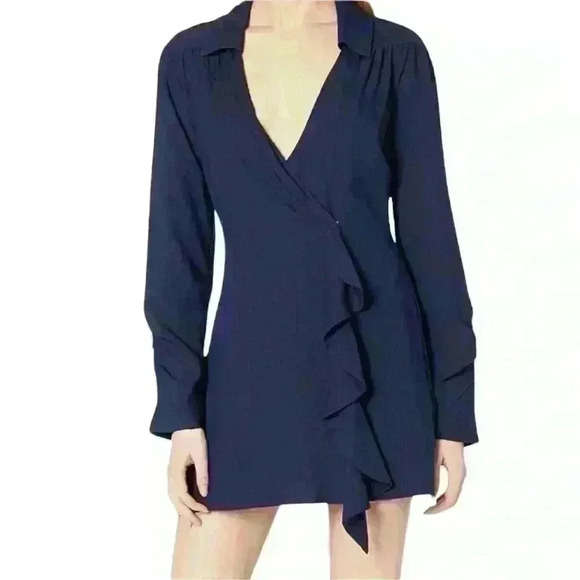 House of Harlow 1960 x Revolve Joline Wrap Dress Navy - Long Sleeve - XS - Picture 1 of 7